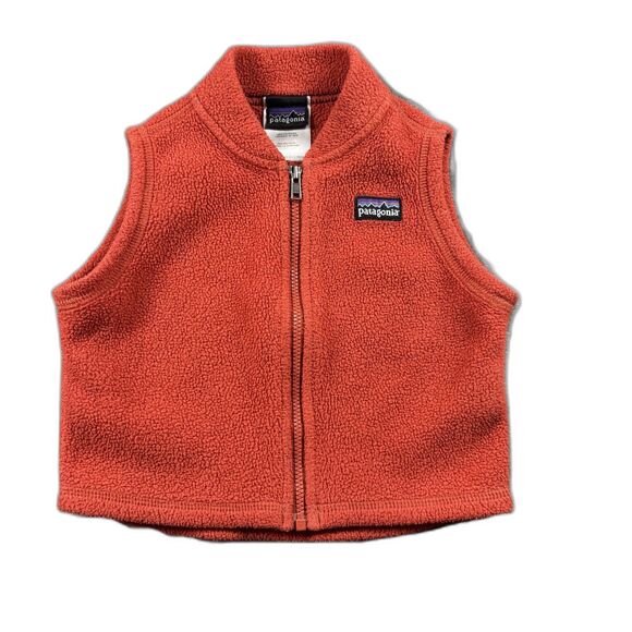 Patagonia Baby Fleece Vest Synchilla Full Zip Boy/Girl Orange 6 Months I157 - Picture 1 of 5